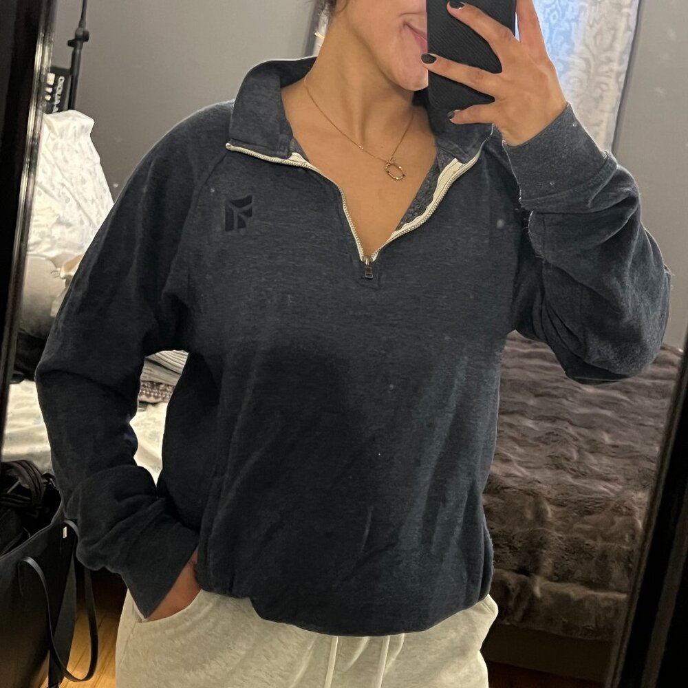 Cozy Quarter Zip Sweater Medium Dark Blue